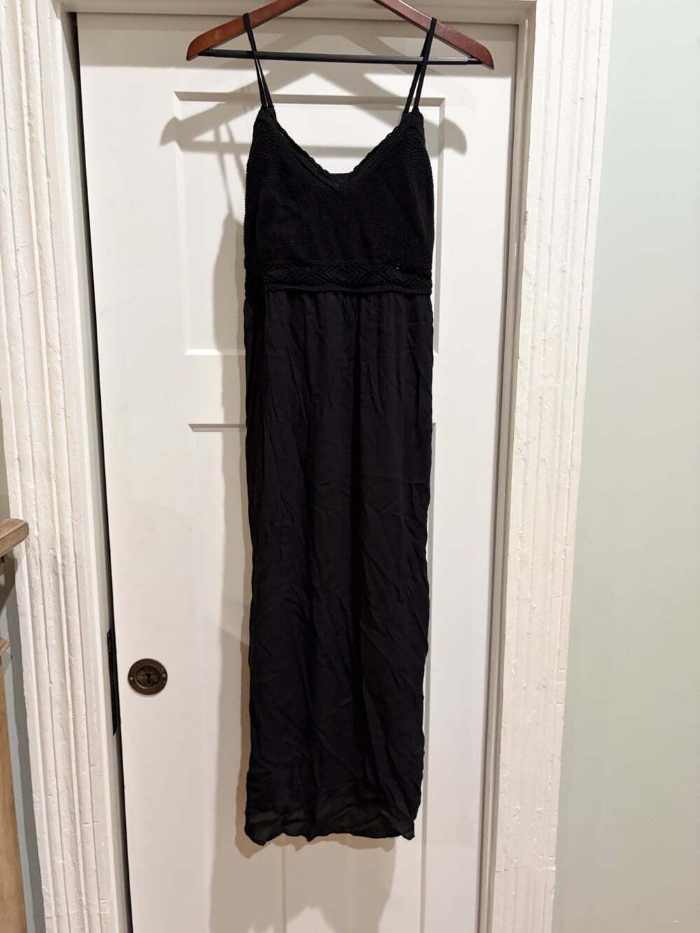NWT No Boundaries Black Crochet Bodice Maxi Dress Size L 12-14 Boho
